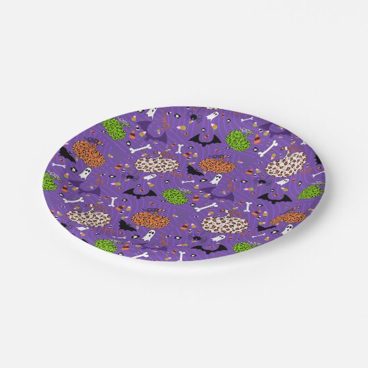 Cute Paars Leopard Pumpkin Pattern Papieren Bordje (Gekanteld)