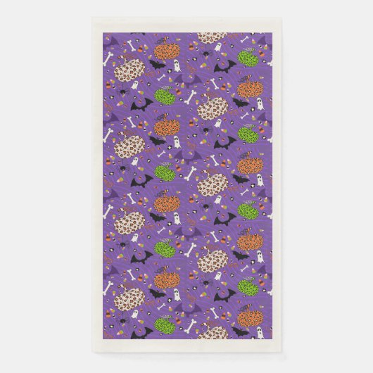 Cute Paars Leopard Pumpkin Pattern Servet (Voorkant)