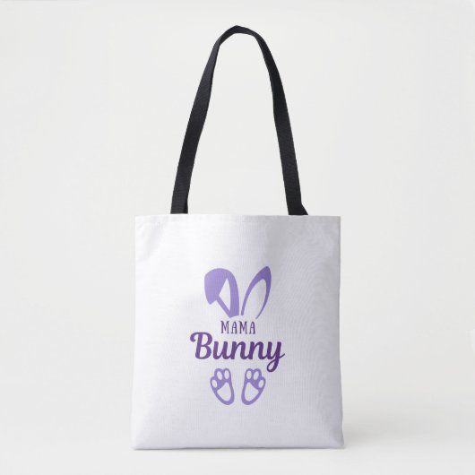 Cute Paars Paasmoeder Bunny Rabbit Ears Moeder Tote Bag (Voorkant)