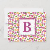 Cute Paars Personalized Monogrammed Name Initiaal Notitiekaartje (Voorkant)
