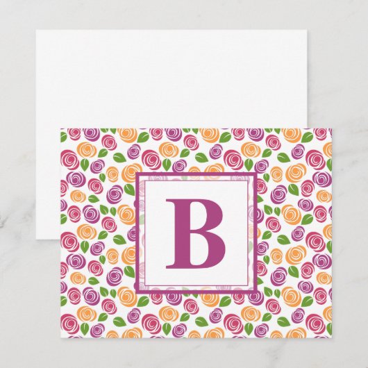 Cute Paars Personalized Monogrammed Name Initiaal Notitiekaartje (Voorkant / Achterkant)