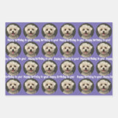 Cute Paars Pet Photo Pattern Happy Birthday Inpakpapier Vel (Voorkant 2)