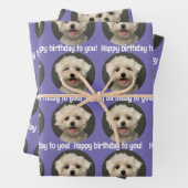Cute Paars Pet Photo Pattern Happy Birthday Inpakpapier Vel (In situ)