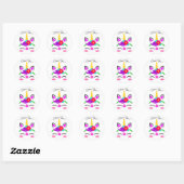 Cute Paars Pink Unicorn Flower Hartelijk dank Ronde Sticker (Vel)