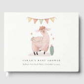 Cute Paars Play Cactus Boho Llama Baby shower Gastenboek (Voorkant)