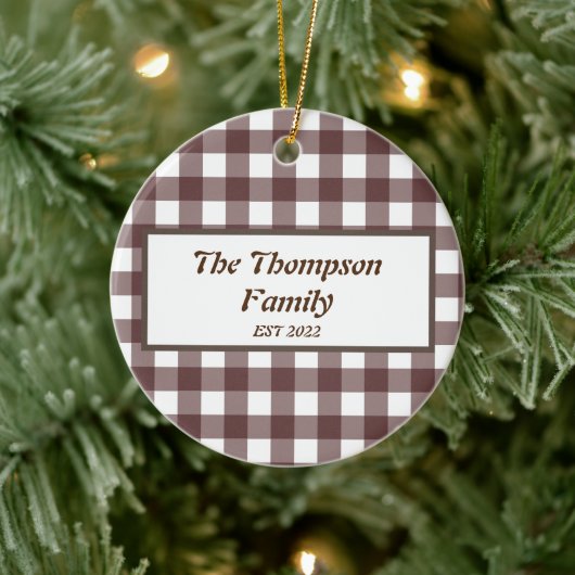 Cute Paars Pset Persoonlijke familienaam Keramisch Ornament (Boom)