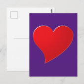 Cute paars red big hart minimaliseert moderne briefkaart (Voorkant / Achterkant)