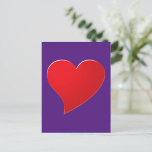 Cute paars red big hart minimaliseert moderne briefkaart