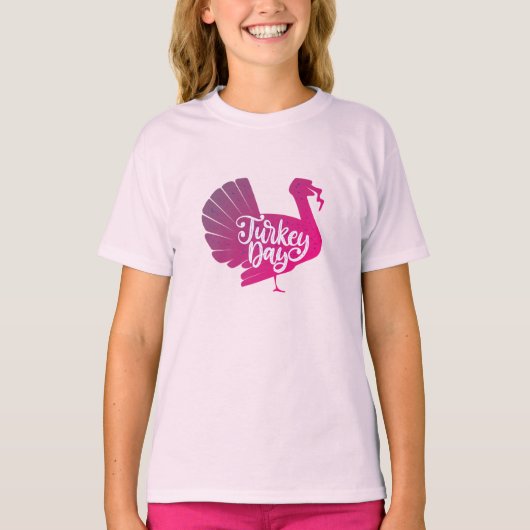 Cute Paars Turkey Shape met Text Typografie T-shirt (Voorkant)
