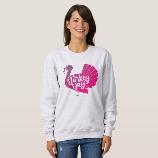 Cute Paars Turkey Shape met Text Typografie Trui (Voorkant volledig)