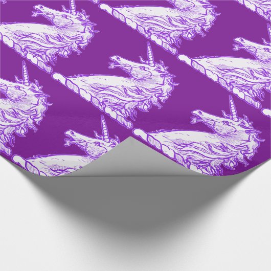 Cute Paars Unicorn Pattern Cadeaupapier (Hoek)