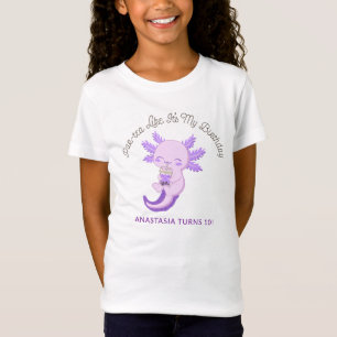 Cute Paarse Axolotl Boba Thee Verjaardagsfeestje T-shirt