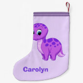 Cute Paarse Baby Brontosaurus Dinosaur Kleine Kerstsok (Achterkant)