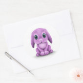 Cute Paarse Baby Bunny on White Ronde Sticker (Envelop)