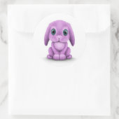 Cute Paarse Baby Bunny on White Ronde Sticker (Tas)