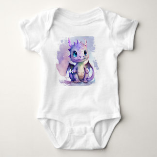 Cute Paarse Baby Dragon Waterverf Romper