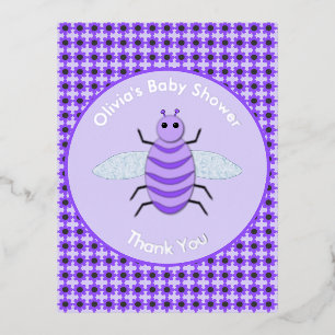 Cute Paarse Baby Genderneutraal Baby shower Folie Feestdagen Briefkaart