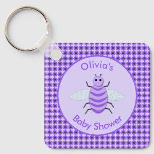 Cute Paarse Baby Genderneutraal Baby shower Sleutelhanger