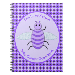 Cute Paarse Baby Girl Bee Custom Baby shower Notitieboek