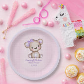 Cute Paarse Beer Girl Pset Pink Paper Bord (Feest)