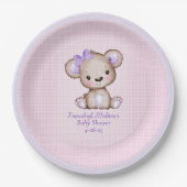 Cute Paarse Beer Girl Pset Pink Paper Bord (Voorkant)