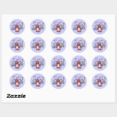 Cute Paarse Bird Daisy Flowers Ronde Sticker (Vel)