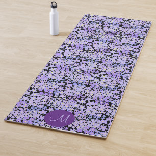 Cute Paarse Bloemige Aangepaste Monogram Kleurrijk Yogamat