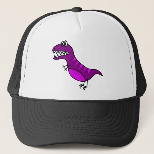 Cute paarse boze cartoon dinosaurus trucker pet (Voorkant)
