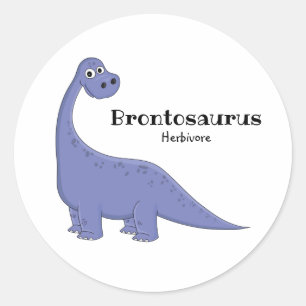 Cute paarse Brontosaurus dinosaur cartoon tekening Ronde Sticker