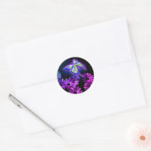 Cute Paarse Butterfly & Daisy Ronde Sticker (Envelop)