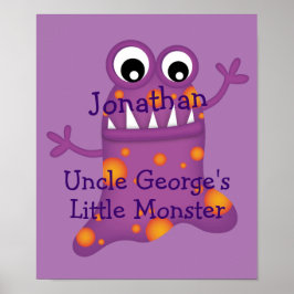 Cute Paarse Cartoon Blob Monster Fun voor kinderen Poster