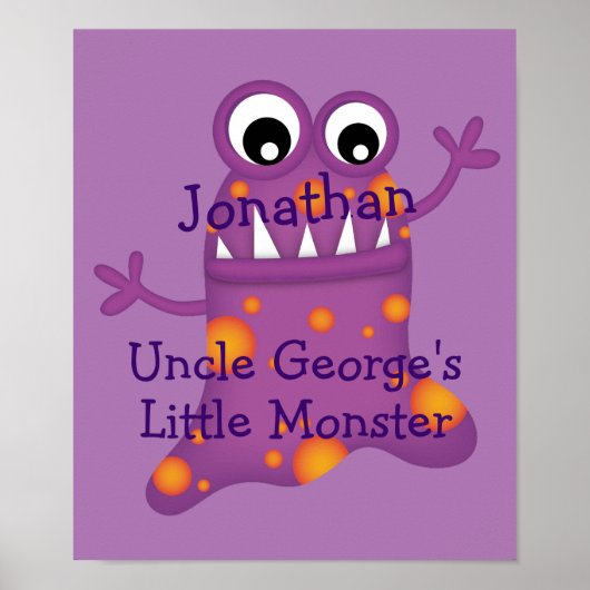 Cute Paarse Cartoon Blob Monster Fun voor kinderen Poster (Voorkant)