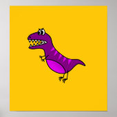 Cute paarse cartoon dinosaur kind poster (Voorkant)