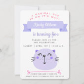 Cute Paarse Cat | Kinderen van Birthday Kaart (Voorkant)