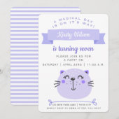 Cute Paarse Cat | Lila strips - Kinderen van de ge Kaart (Voorkant / Achterkant)