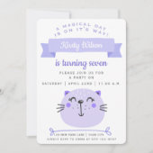 Cute Paarse Cat | Lila strips - Kinderen van de ge Kaart (Voorkant)