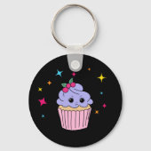 Cute Paarse Cupcake Sleutelhanger (Voorkant)