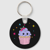 Cute Paarse Cupcake Sleutelhanger (Achterkant)