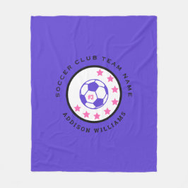 Cute Paarse Custom Voetbalshirt Nummer Naam Meisje Fleece Deken