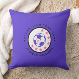 Cute Paarse Custom Voetbalshirt Nummer Naam Meisje Kussen