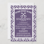 Cute Paarse Damask Home Sweet Home Houwarming Kaart (Voorkant)