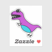Cute Paarse Dinasour Sticker (Vel)