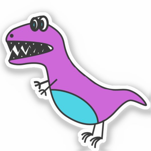 Cute Paarse Dinasour Sticker (Voorkant)
