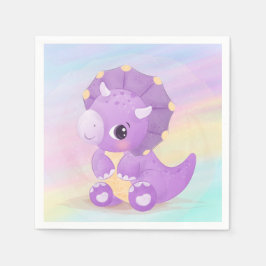 Cute Paarse Dinosaur Baby shower Servet