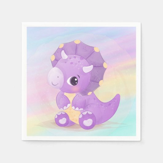 Cute Paarse Dinosaur Baby shower Servet (Voorkant)