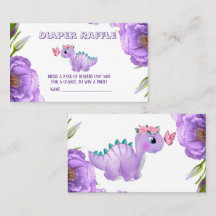 Cute Paarse Dinosaur Butterfly Diaper Raffle