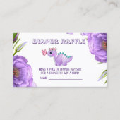 Cute Paarse Dinosaur Butterfly Diaper Raffle Visitekaartje (Voorkant)