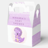 Cute Paarse Dinosaur Girl Baby shower Bedankdoosjes (Geopend)