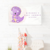 Cute Paarse Dinosaur Girl Baby shower Spandoek (Insitu)