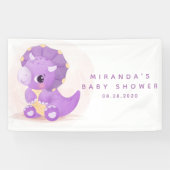 Cute Paarse Dinosaur Girl Baby shower Spandoek (Horizontaal)